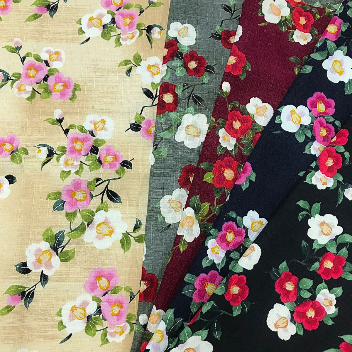 サザンクロス 生地 KTS7173 綿100% 布 和柄 椿 花柄 伝統文様